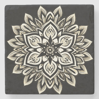 Mandala pastellweiß und rosa steinuntersetzer