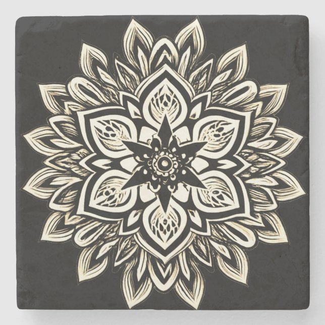 Mandala pastellweiß und rosa steinuntersetzer (Vorderseite)