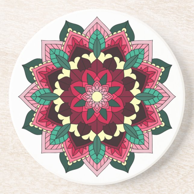 Mandala Pattern 02 in deep pink Getränkeuntersetzer (Vorne)