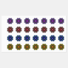 Mandala Pattern 02 in purple, pink, blue & yellow Etiketten
