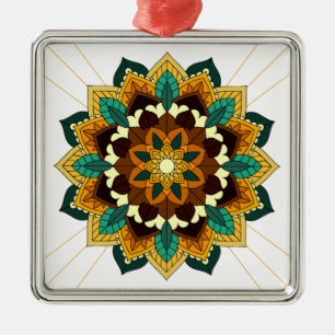 Mandala Pattern 02 in yellow & tan Metal Ornament Aus Metall