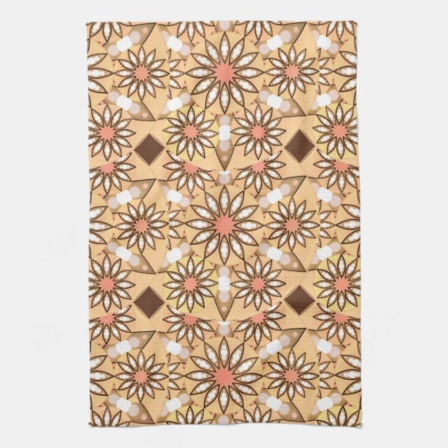 Mandala Pattern, Caramel Tan, Schokoladenbraun Geschirrtuch (Vertikal)