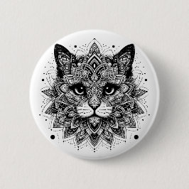 Mandala Pattern Cat Design Button