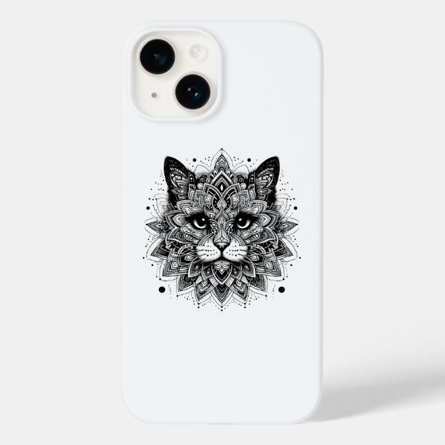 Mandala Pattern Cat Design Case-Mate iPhone 14 Hülle (Rückseite)