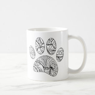 Mandala Pattern Dog Paw Print Kaffeetasse