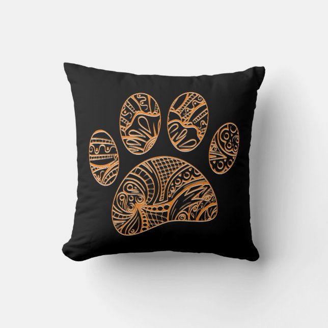 Mandala Pattern Dog Paw Print Kissen (Vorderseite)
