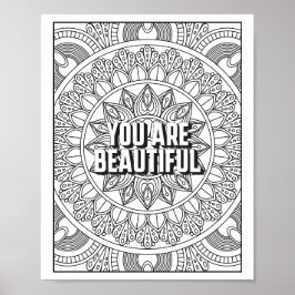 Mandala Pattern Färben Seite ACHTUNG Zitat Poster