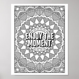 Mandala Pattern Färben Seite ACHTUNG Zitat Poster
