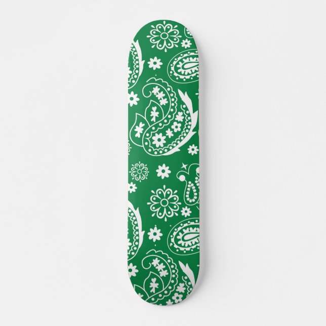 Mandala Pattern Green und White Halloween Herbst A Skateboard (Vorne)