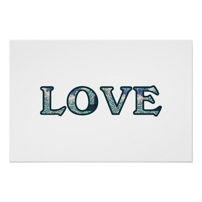 Mandala Pattern LIEBE Typografie Poster (Vorderseite)