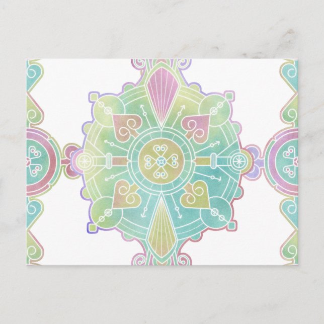 Mandala Pattern Rainbow Watercolor Postkarte (Vorderseite)