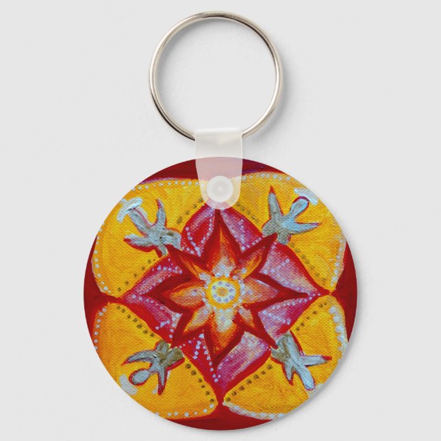 Mandala Peace 5,7 cm Basistaste Schlüsselring Schlüsselanhänger (Vorderseite)
