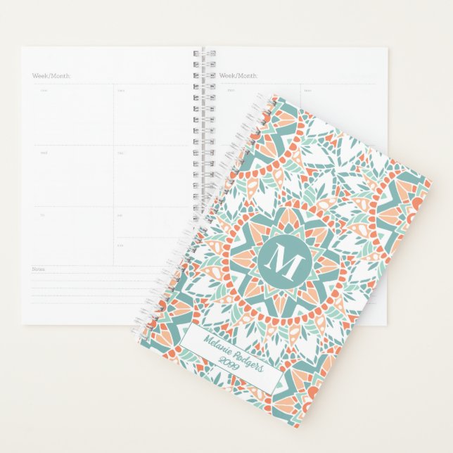 Mandala Peach Turquoise Personnalisé (Devant avec enveloppe)