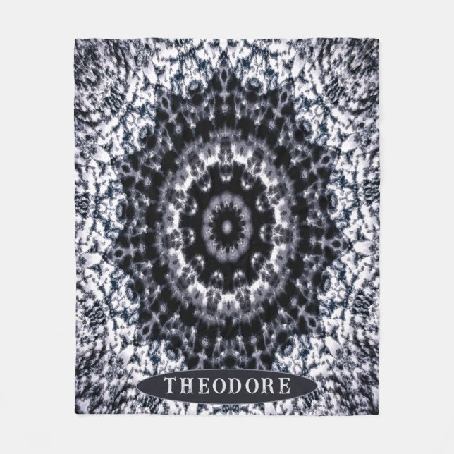 Mandala personalisiert Black and White Cloud Fleecedecke (Vorderseite)