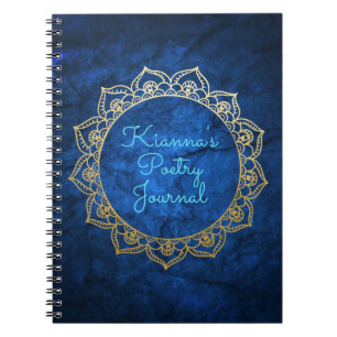 Mandala personnalisé d'or de journal de poésie