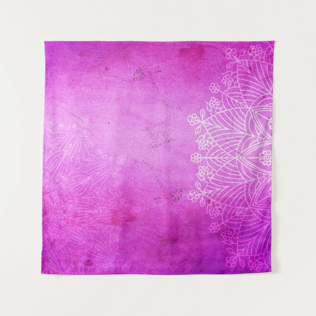 Mandala pink design meditation zen wandteppich (Vorderseite)