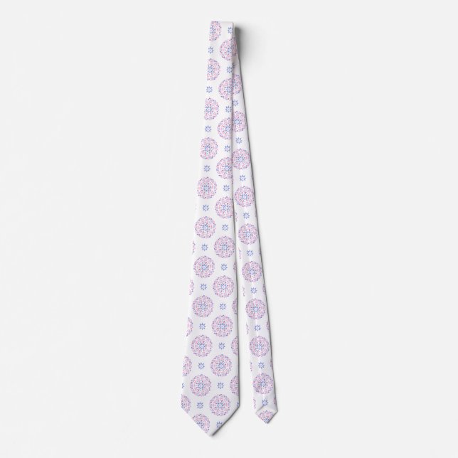 Mandala Pink Lila Blue Bigender Prilag Krawatte (Vorderseite)