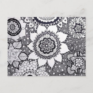 Mandala Postcard, Schwarzweiß-Blume Postkarte