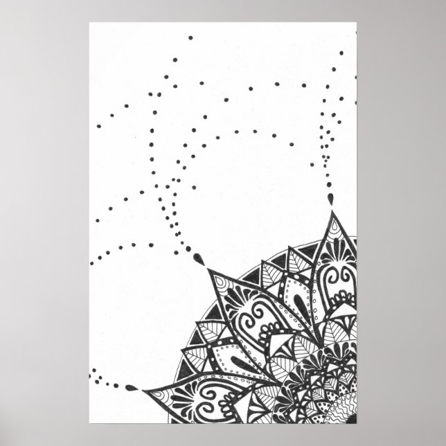 Mandala-Poster in Schwarzweiß Poster (Vorne)
