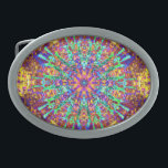 Mandala Psychedelic Trippy Hippie Color Splash Ovale Gürtelschnalle<br><div class="desc">Eine Mandala (Sanskrit für "Kreis") ist eine künstlerische Darstellung höheren Denkens und tieferer Bedeutung,  gegeben als geometrisches Symbol,  das in spiritueller,  emotionaler oder psychologischer Arbeit benutzt wird,  um die Aufmerksamkeit zu fokussieren</div>