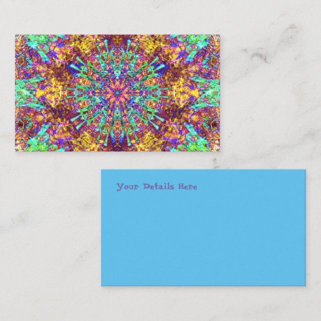 Mandala Psychedelic Trippy Hippie Color Splash Visitenkarte (Vorne/Hinten)