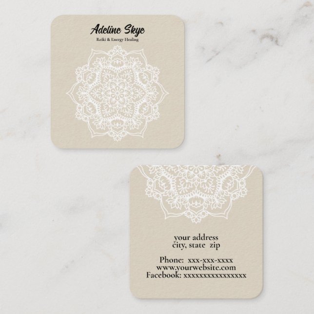 Mandala Quadratische Visitenkarte (Vorne/Hinten)