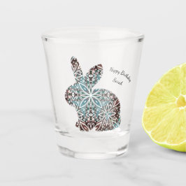 Mandala Rabbit Chocolate and Blues Shot Glass Schnapsglas