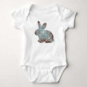 Mandala Rabbit Chocolate und Blues Baby Strampler