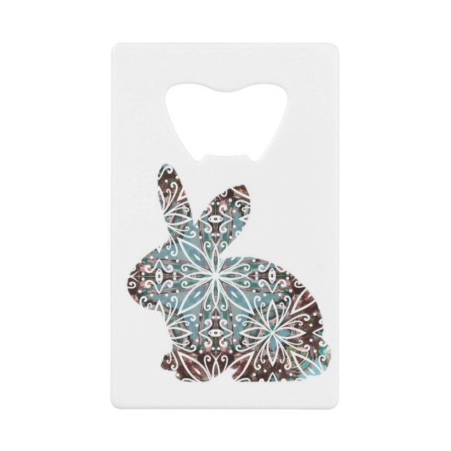 Mandala Rabbit Chocolate und Blues Geldbeutel Flaschenöffner (Vorderseite)