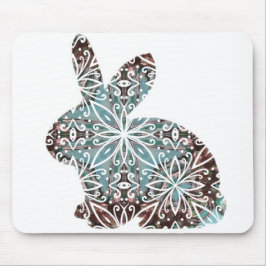 Mandala Rabbit Chocolate und Blues Mousepad