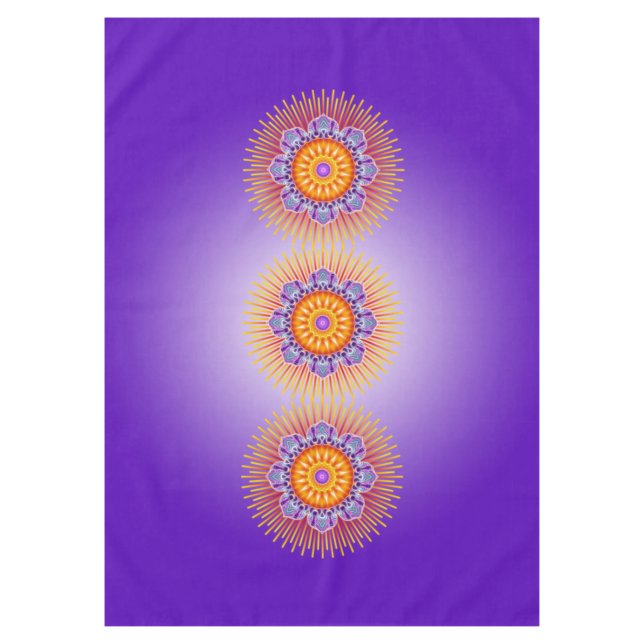 Mandala Rays Yellow Violet + Ihre Ideen Tischdecke (Vorderseite)