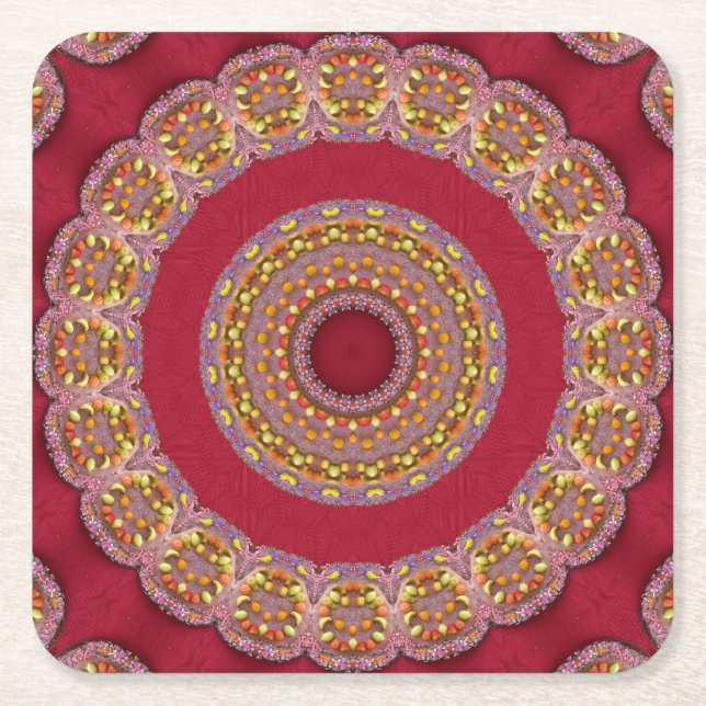 Mandala Rechteckiger Pappuntersetzer (Vorderseite)