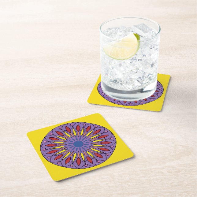 Mandala Rechteckiger Pappuntersetzer (Vor Ort)
