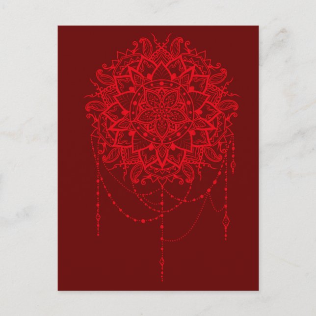 Mandala Red Maroon Indian Postkarte (Vorderseite)