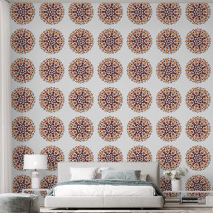 Mandala Red Yellow Orange Brown Tapete