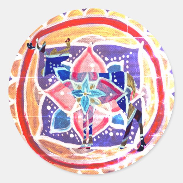 Mandala Reh Classic Round Sticker, glänzend Runder Aufkleber (Vorderseite)