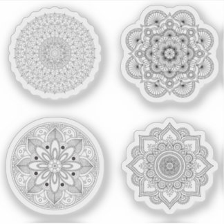 Mandala Retro Hand Henna tattoo Set 4x Aufkleber