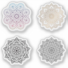 Mandala Retro Hand Henna tattoo Set 4x Aufkleber