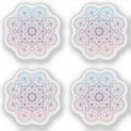 Mandala Retro Hand lila blaues Tattoo Set 4x Aufkleber