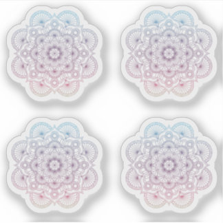 Mandala Retro Hand lila blaues Tattoo Set 4x Aufkleber