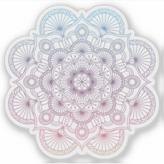 Mandala Retro handgezeichnet lila blaues Tattoo Aufkleber