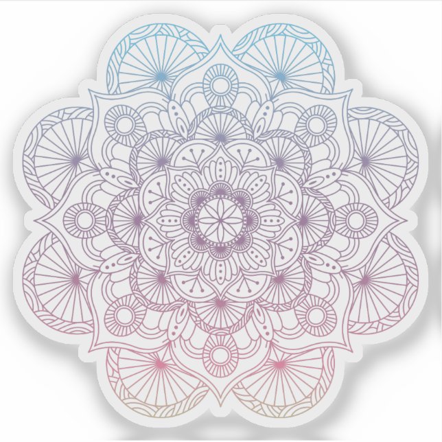 Mandala Retro handgezeichnet lila blaues Tattoo Aufkleber (Vorderseite)
