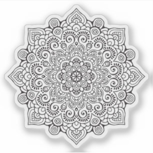 Mandala Retro handgezeichnete organische Schwarz-W Aufkleber