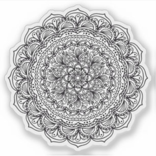 Mandala Retro handgezeichnete organische Schwarz-W Aufkleber