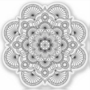 Mandala Retro handgezeichnete organische Schwarzwe Aufkleber