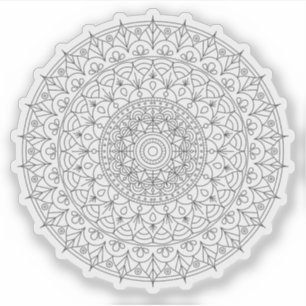 Mandala Retro handgezeichnete Schwarz-Weiß-Blume Aufkleber