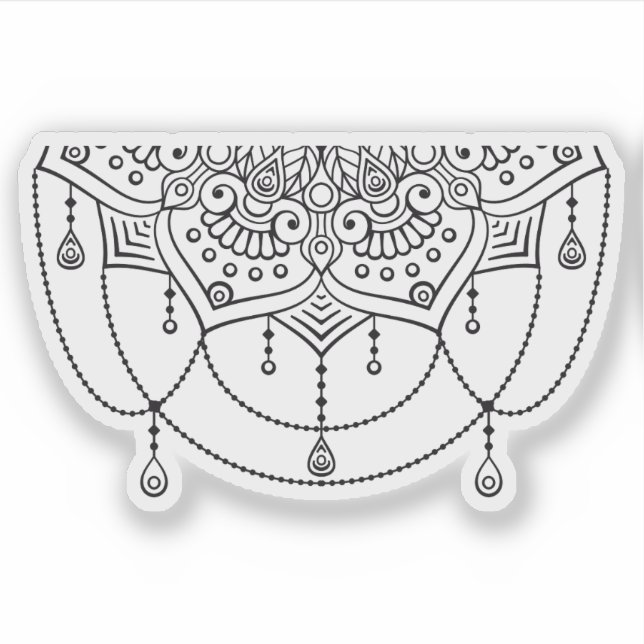 Mandala Retro handgezeichnete schwarz-weiße Tätowi Aufkleber (Vorderseite)