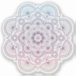 Mandala Retro handgezeichnetes lila blaues Tattoo Aufkleber