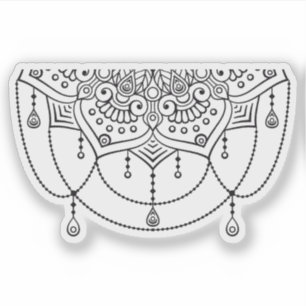 Mandala Retro handgezeichnetes Schwarz-Weiß-Tattoo Aufkleber