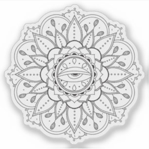 Mandala Retro handgezeichnetes Tattoo Henna-Blume Aufkleber
